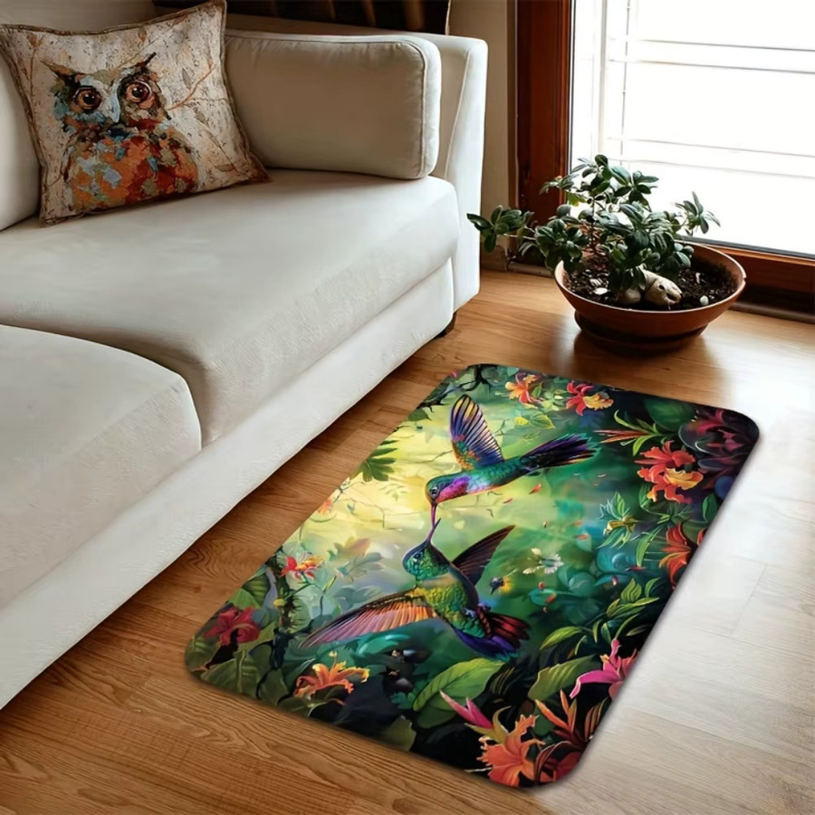 VIKAMA Bodenmatte Spring Hummingbird Tropical Design, rutschfest und schmutzabweisend, B/T: 60 x 40 cm, Multicolour - Bild 4