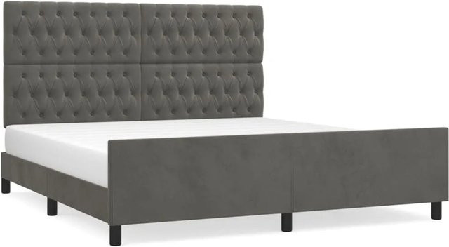 vidaXL Bettgestell mit Kopfteil aus Samt in Dunkelgrau, B/T/H: 180 x 200 x 118 cm - Bild 1