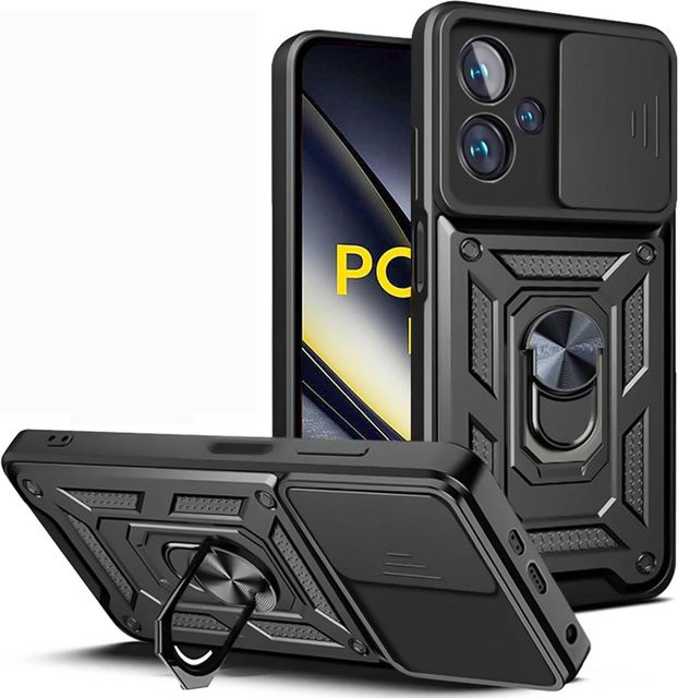Stoßfeste Rüstung Schutzhülle für POCO X7 Pro, X6, X5, X3 Pro, X3 NFC und F6 Pro mit Kameraschutz in Schwarz von CYYWN - Bild 1