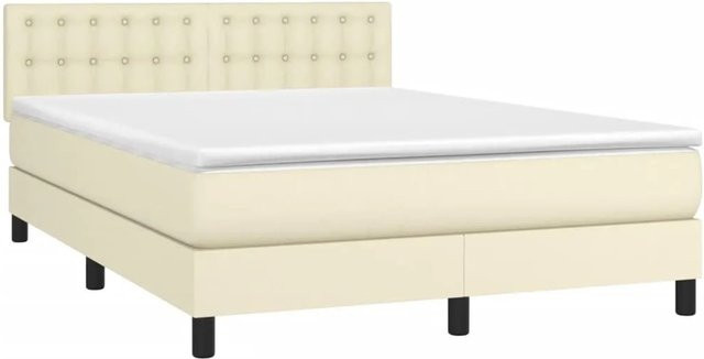vidaXL Boxspringbett mit Matratze in Beige, Hybridbett mit LED-Unterbettbeleuchtung und USB-Anschluss, B/T/H: 140 x 200 x 144 cm - Bild 1