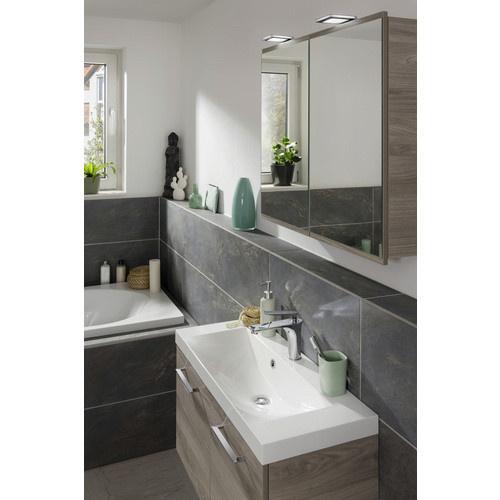 Fackelmann Spiegelschrank LIMA mit Softclose Türen und LED-Beleuchtung, Grau/Braun, B/H/T: 80 x 73 x 15,3 cm - Bild 2