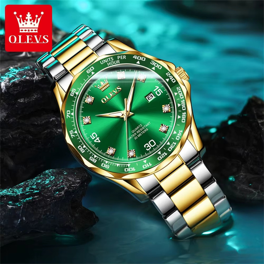 OLEVS Armbanduhr Quarz, Diamant, Zirkonia, Kautschuk, Herren - Bild 2