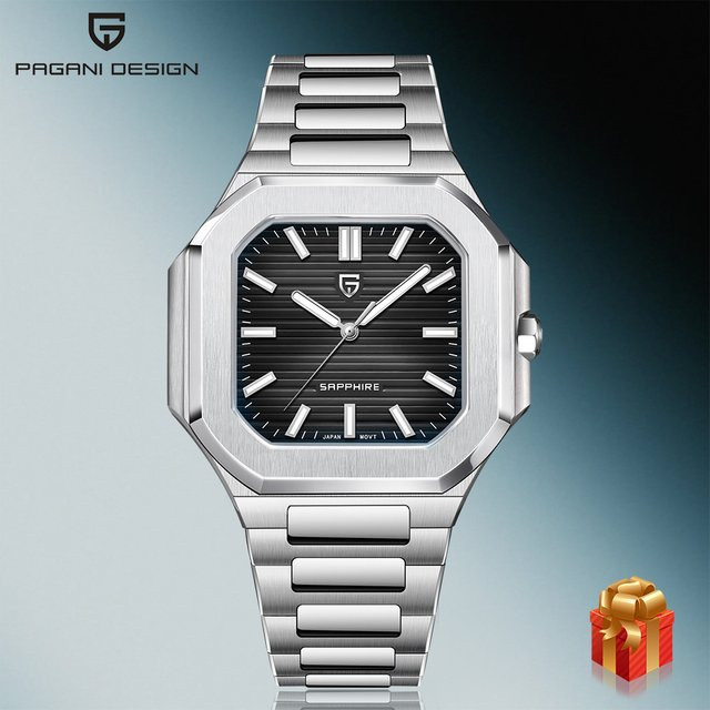 PAGANI DESIGN Armbanduhr, Quarz, Edelstahl, Leder, Schwarz, Herren - Bild 1