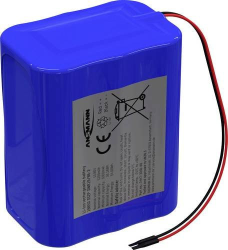 Ansmann 3S2P Li-Ion Akkupack 10.8V 5200mAh in Blau mit 6x 18650 Zellen und Kabel - Bild 1