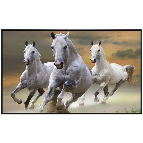 papermoon Infrarotheizung EcoHeat weisse Hengste im Staub bunt mit Matt-Effekt, App-Steuerung und Überhitzungsschutz - Bild 2