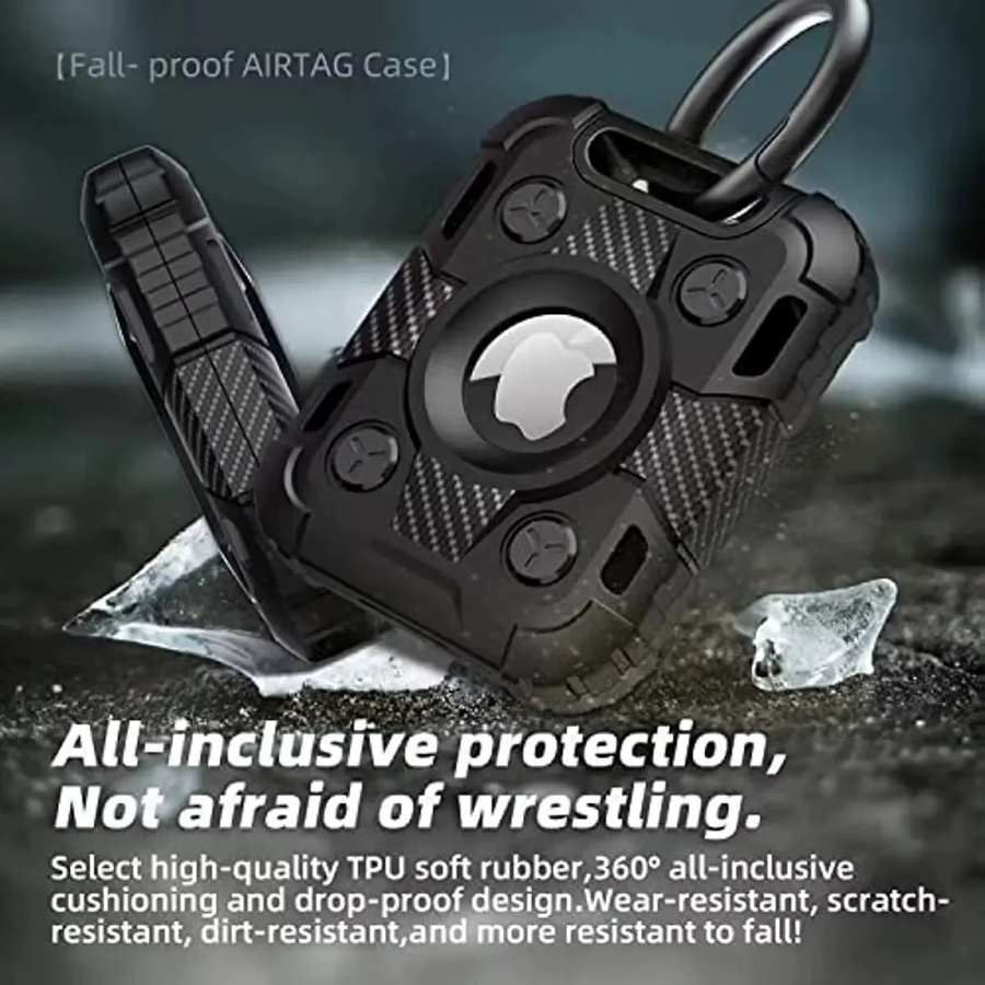 Stoßfeste AirTag Hülle mit Schlüsselanhänger für Apple AirTag in Schwarz oder Weiß - Bild 2