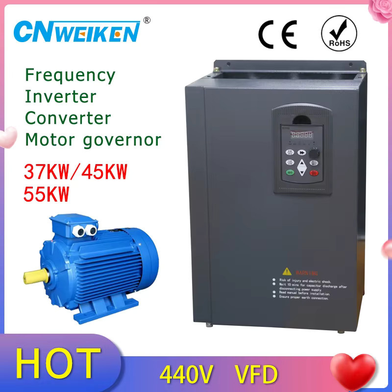 CNWeiKen Frequenzumrichter VFD 55kW Dreiphasig 440V Motor-Inverter für Luftkompressoren 50Hz/60Hz - Bild 2