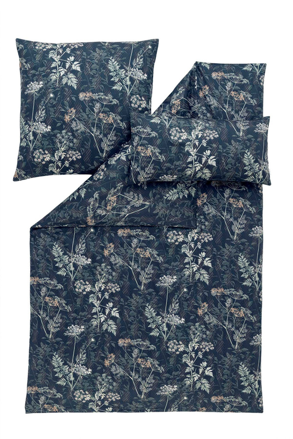 Estella Schweizer Premium Mako-Satin Bettwäsche Achillea Gräser Blau mit Bettbezug und Kissenbezug B/H: 155 x 220 cm und 80 x 80 cm - Bild 1