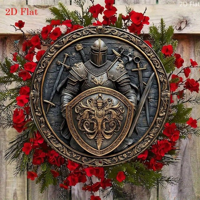 CIFBUY Wandkunst Mittelalterlicher Ritterschild und Schwert aus Aluminium im Vintage-Design, Breite: 20,3 cm, Höhe: 20,3 cm, Tiefe: 2,0 cm - Bild 1