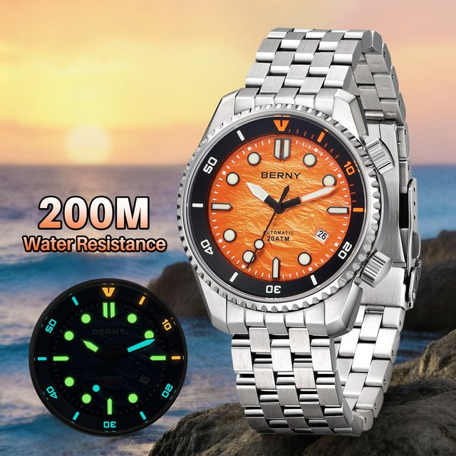BERNY Automatik Armbanduhr, Edelstahl, Saphirglas, 42 mm, Herren - Bild 1