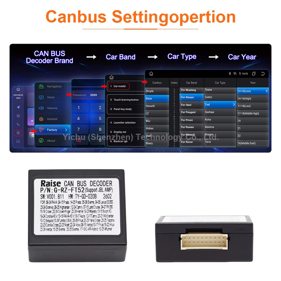 Canbus Decoder G-RZ-FT52 Verkabelungsadapter für JBL AMP Toyota Corolla 2014 - 2018 Prado Land CHR Camry Android Autoradio in Schwarz - Bild 2