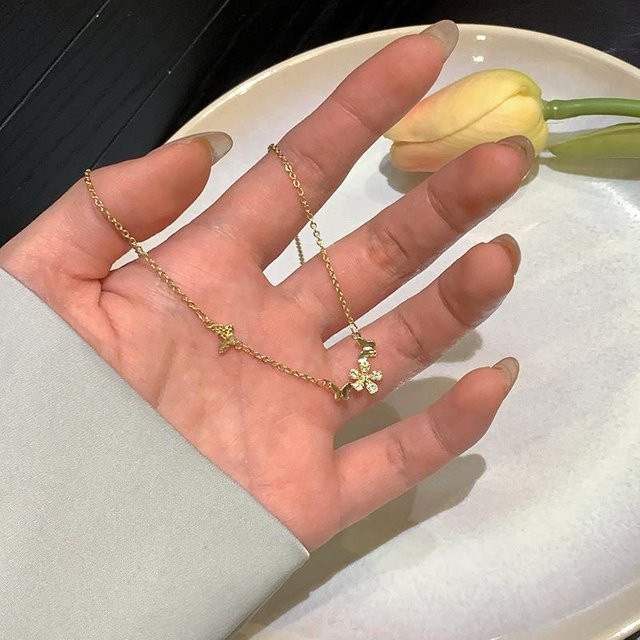Lucky Star Jewelry Halskette, Butterfly, Zirkonia, Kupfer, Gold, Damen - Bild 1