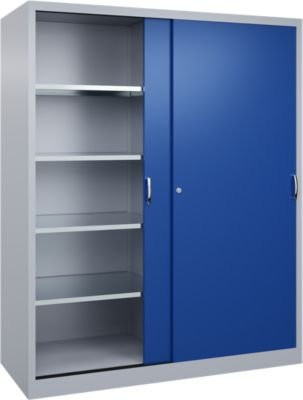C + P Schiebetüren-Werkzeugschrank Acurado aus Stahl in Weißaluminium/Enzianblau, B: 160 cm, T: 60 cm, H: 195 cm - Bild 1