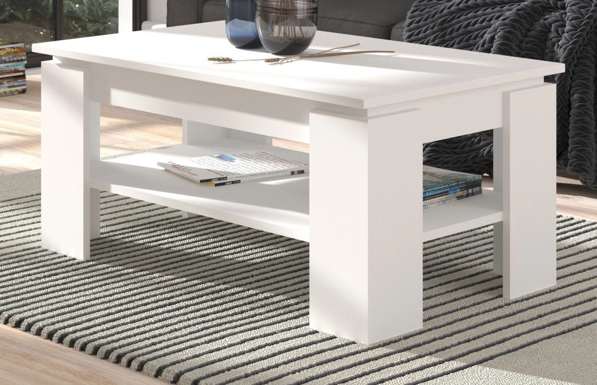 Couchtisch Selen in Weiß, modern und rechteckig, B/T: 100 x 60 cm - Bild 1