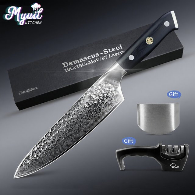 MYVIT Chefmesser aus 67-lagigem Damaststahl mit schwarzem G10-Griff, 8 Zoll (20,32 cm) - Bild 1