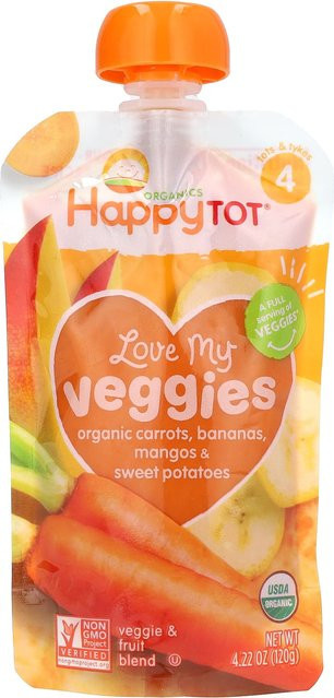 Happy Family Organics Happy Tot Bio-Karotten Bananen Mango & Süßkartoffeln 120 g - Bild 1