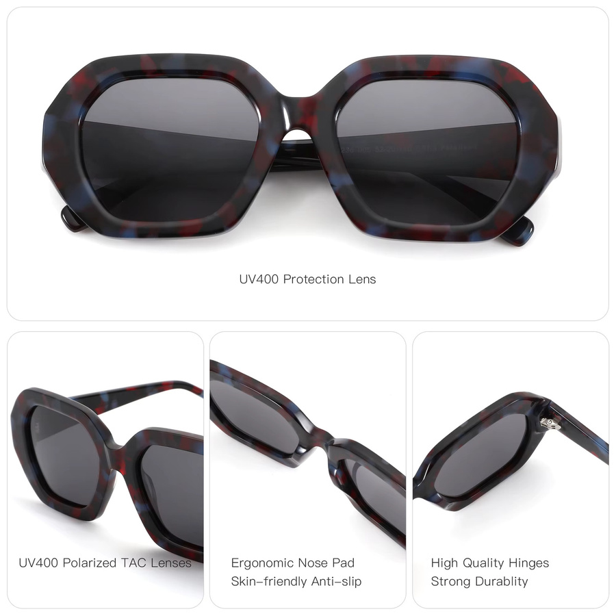 ZENOTTIC Sonnenbrille Butterfly, Acetat, Vollrand, Multicolor, Damen - Bild 3