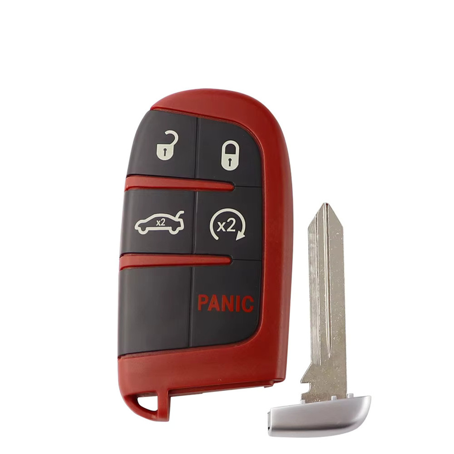 YIQIXIN Fernbedienung Auto Schlüssel Shell für Dodge Ram 1500, Dart, Challenger, Charger, Chrysler 300 und Jeep, 5 Tasten, Schwarz oder Rot, Uncut Klinge - Bild 2