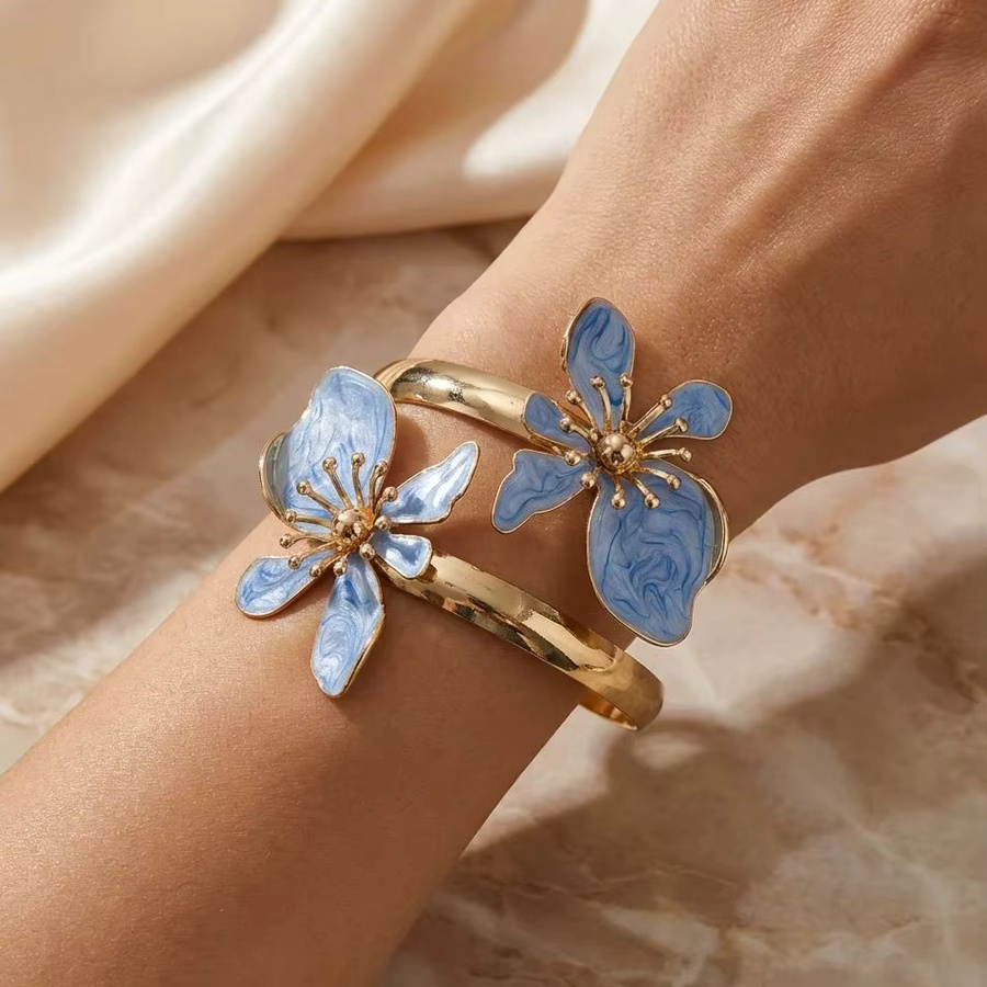 RINHOO FRIENDSHIP Armreif, Emaille-Blumen, vergoldetes Metall, Damen, Bunt - Bild 3