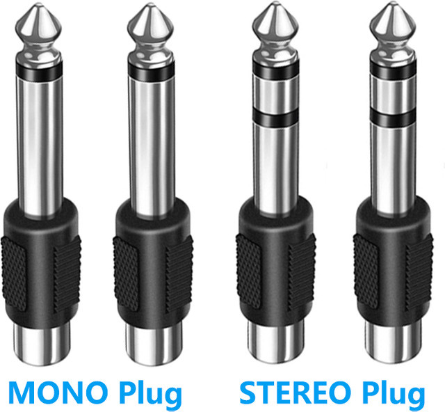 Audio Adapter Set mit Cinch-Buchse auf 6,35 mm 1/4 Zoll Mono Stecker in Silber - Bild 1