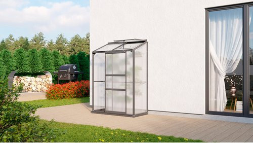 Vitavia Anlehn-Gewächshaus Styx in Schwarz und Grau mit 0,9 m² Fläche und 4 mm HKP-Verglasung - Bild 2