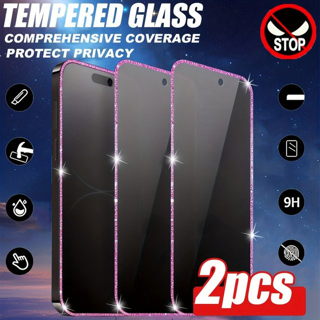 NNBILI 2 Stück Regenbogen Displayschutzfolie aus gehärtetem Glas mit rosa Rahmen für iPhone 17 Pro Max, iPhone 16, iPhone 15 und iPhone 14 Pro Max in Pink - Bild 1