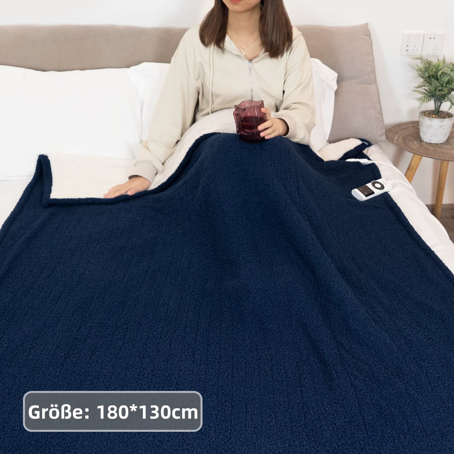TOPS Heizdecke mit Sherpa-Futter in Blau, regulierbare Wärme von 20-48 ℃, mit Auto-Off-Timer und Überhitzungsschutz, maschinenwaschbar - Bild 4