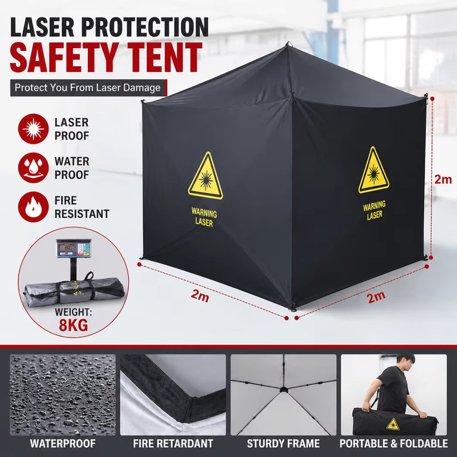 Laserschutzschirm für Schweißen und Schneiden, abnehmbarer Anti-Laser-Strahlungsvorhang in Schwarz, feuerfeste tragbare Sicherheitsabdeckung, Breite: 200 cm, Höhe: 200 cm - Bild 2