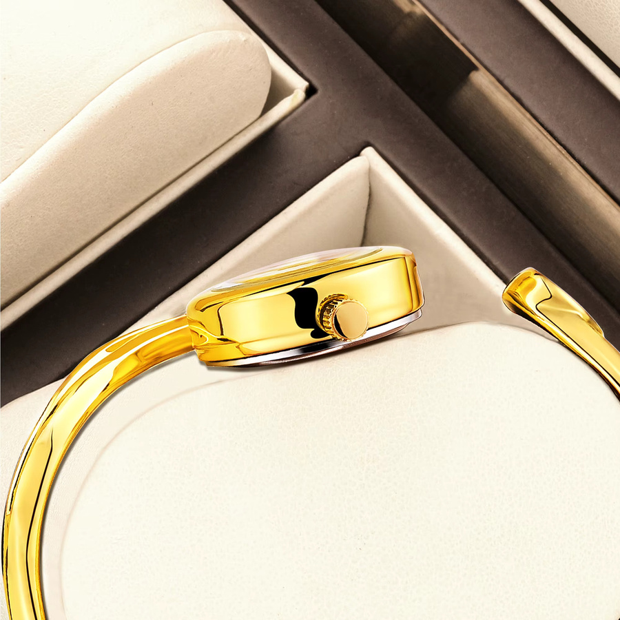 YaLaLuSi Armbanduhr, Diamantbesetzt, Quarz, Gold, Edelstahl, Damen - Bild 3