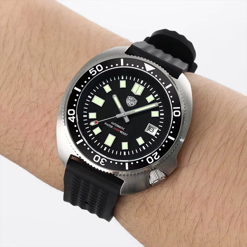 Watchdives Uhrenarmband Kautschuk, Edelstahl, Schwarz, Unisex - Bild 5