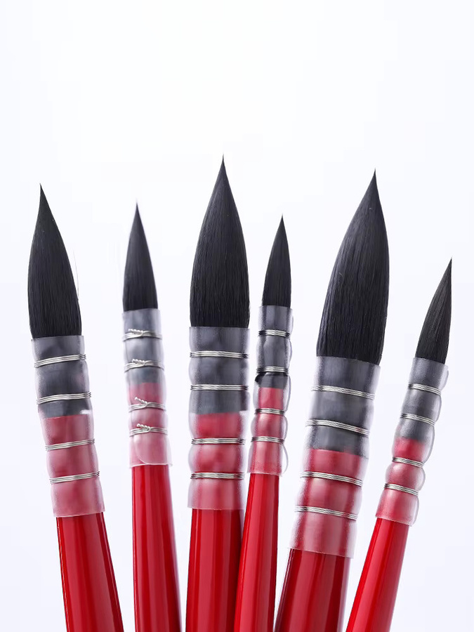 Professioneller Aquarellpinsel aus synthetischem Eichhörnchenhaar in Rot für Künstler - Bild 3