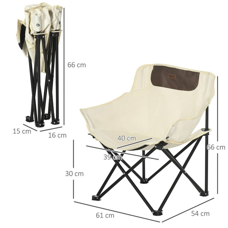Outsunny Campingstuhl aus Stoff in Weiß, B/H/L: 54 x 66 x 61 cm - Bild 4
