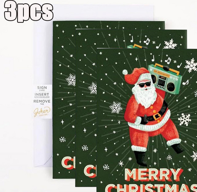 Musik-Weihnachtsgrußkarte mit Weihnachtsmann und Geschenkdesign in Multicolor inklusive Umschlag - Bild 1