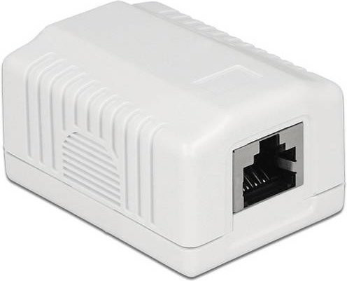 Delock Netzwerkdose Aufputz CAT 6a RJ-45 Anschlussdose mit 1 Port in Weiß - Bild 1
