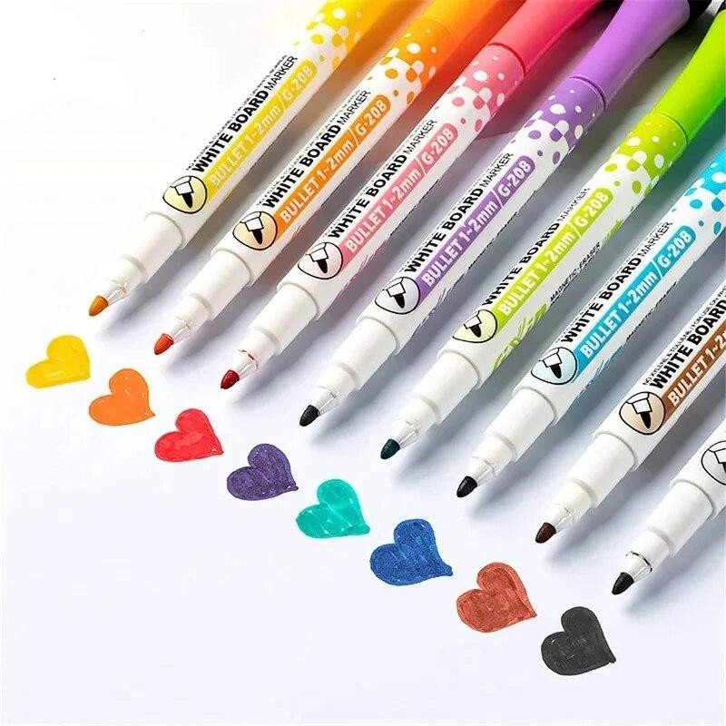 Yiran Furniture Magnetische Whiteboard-Stifte in 8 Farben, Wasserbasierte Malstifte mit feiner Spitze und löschbarer Kappe, Mehrfarbig - Bild 2