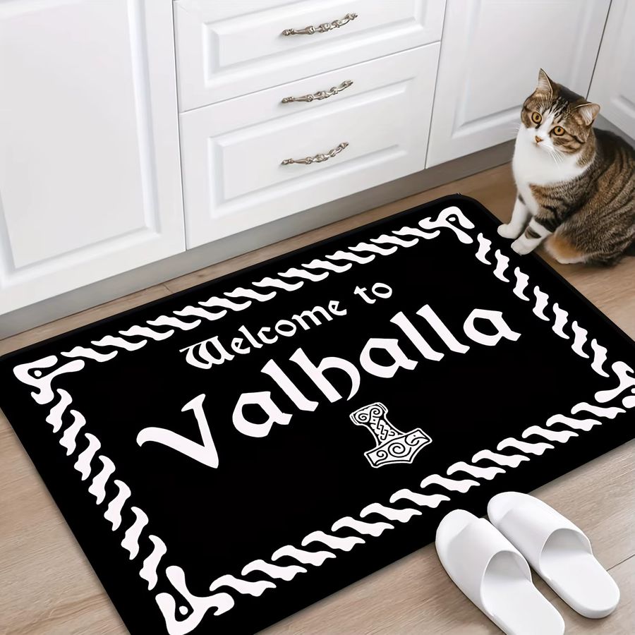VIKAMA Viking Valhalla Fußmatte in Schwarz für den Eingangsbereich und Gaming-Raum mit nordischem Design - Bild 2