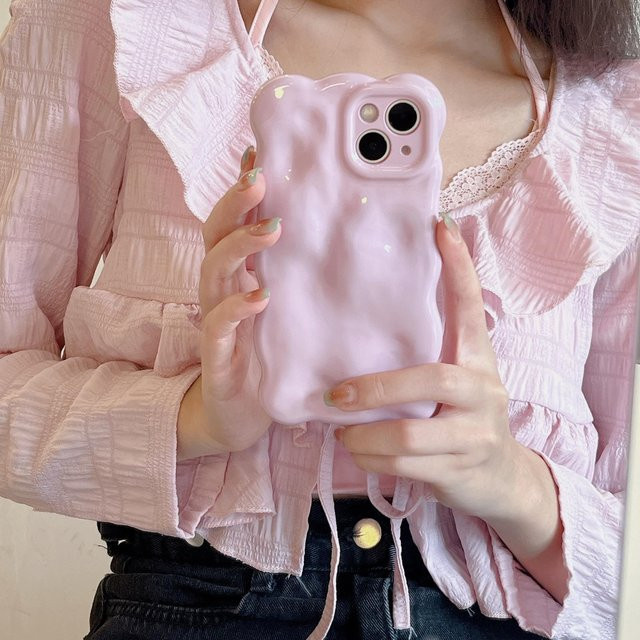 YULIN Handyhülle mit glänzendem 3D-Blasenwellenmuster für iPhone 16 15 14 13 12 11 Pro Max in Pink und Purple, weiche stoßfeste Rückabdeckung - Bild 1