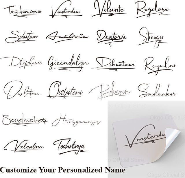 OKGO Personalisierte Signatur Label Aufkleber, 100 Stück, Transparent, B: 4 cm, H: 2 cm - Bild 1