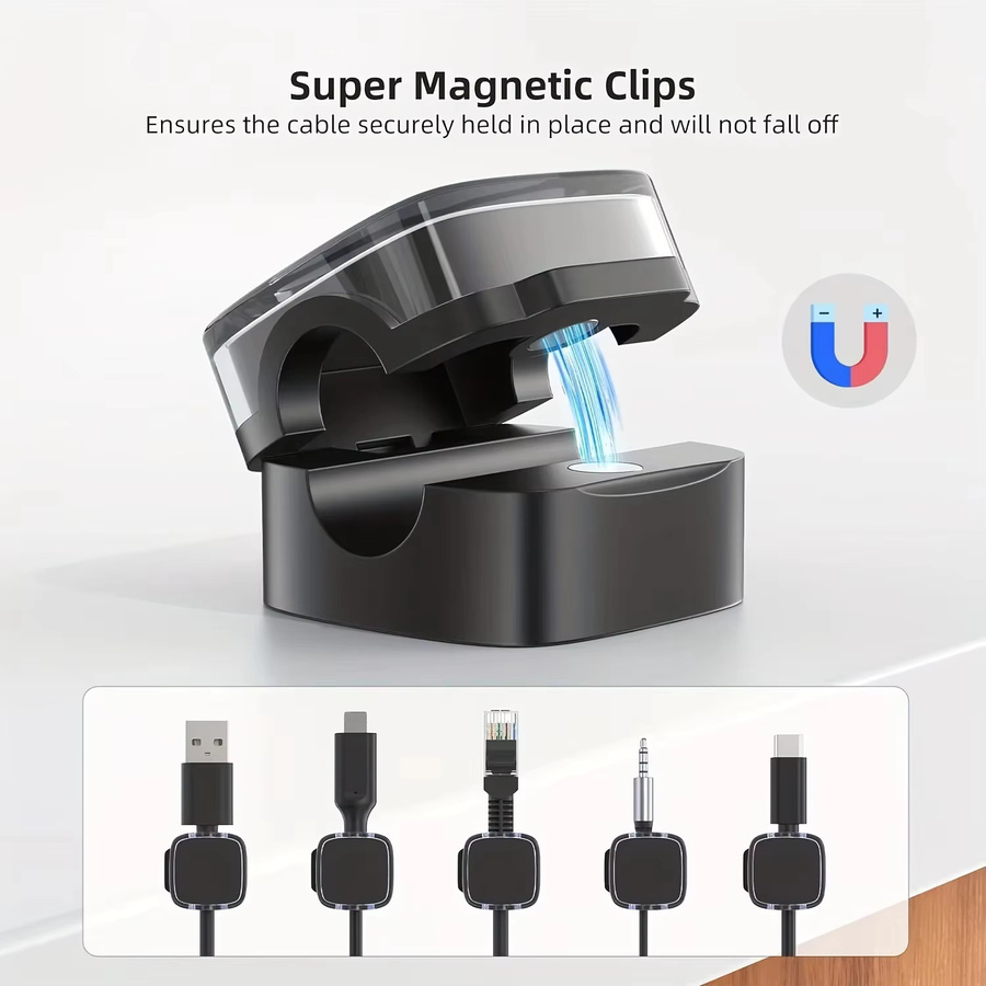 NNBILI 6 Stück magnetische Kabelmanagement-Clips in Mehrfarbig für Schreibtisch und Wand zur Organisation von Telefonkabeln und Ladegeräten - Bild 5