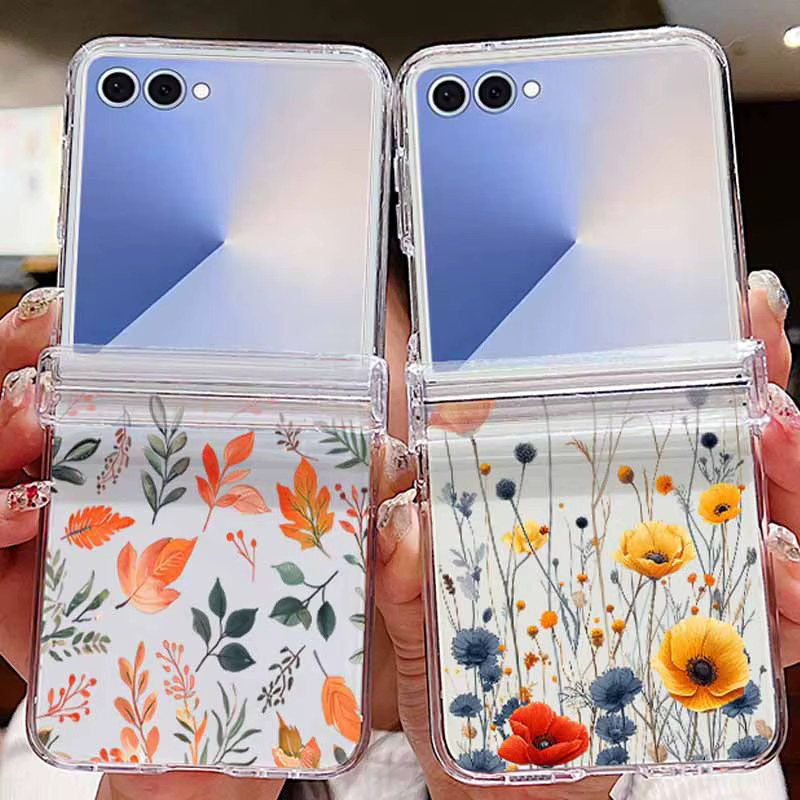 Samsung Galaxy Z Flip Schutzhülle mit Herbst Ahornblatt Muster in Transparent - Bild 1