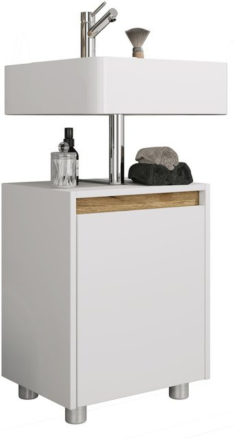 VCM Waschbeckenunterschrank Cosila aus Holz in Braun mit einer Drehtür für Badezimmer und Gäste-WC, H x B x T: 55 x 42 x 33 cm - Bild 1