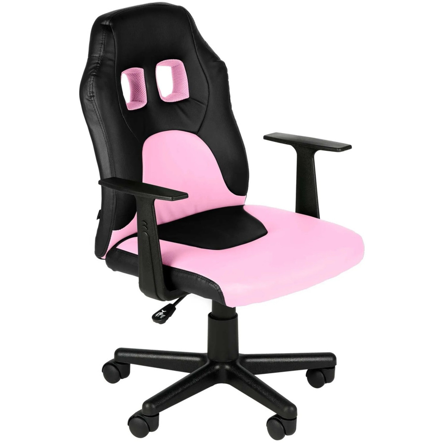 DELUKE Kinder Bürostuhl MIA Ergonomischer Schreibtischstuhl aus Kunstleder in Schwarz/Pink, H x B x T: 83 x 56 x 59 cm - Bild 2