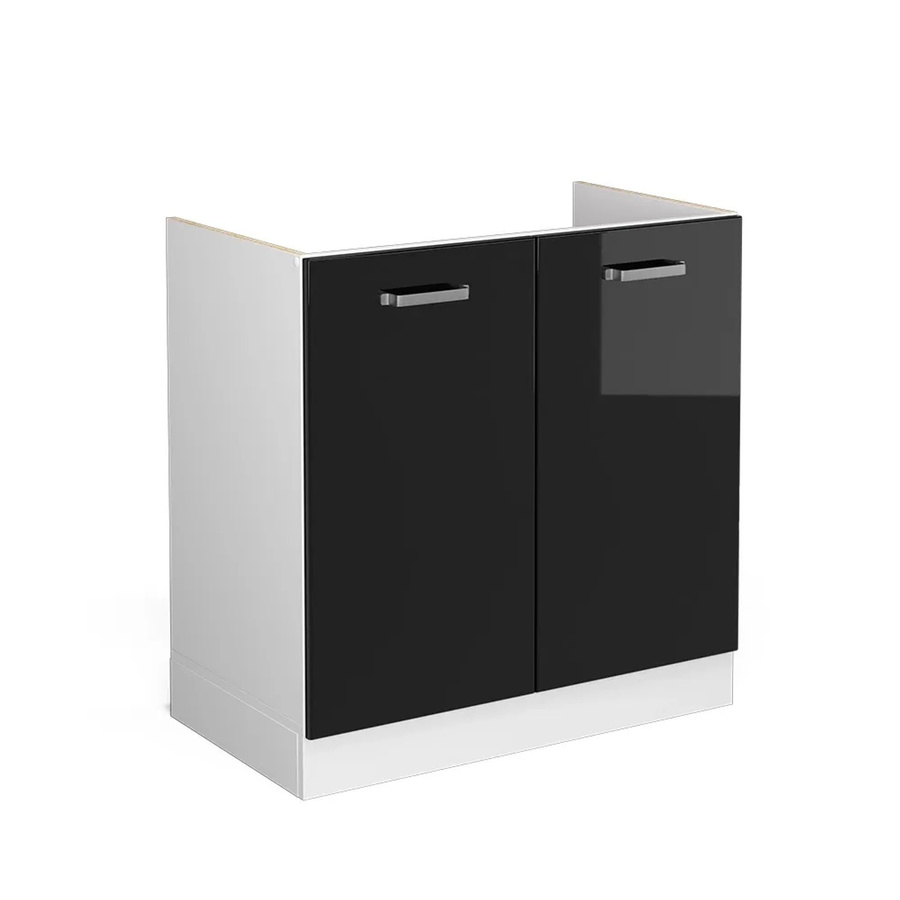Vicco Spülenunterschrank R-Line Küchenschrank modern Weiß Schwarz Breite: 80 cm, Höhe: 81,6 cm, Tiefe: 46 cm - Bild 3