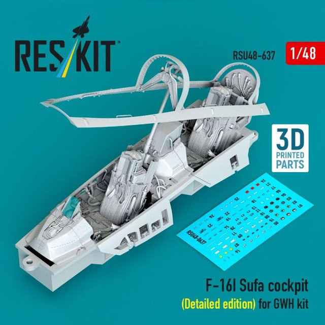 Great Wall Hobby F-16I Sufa Cockpit, Detailed Edition, 3D Printed - Bild 1