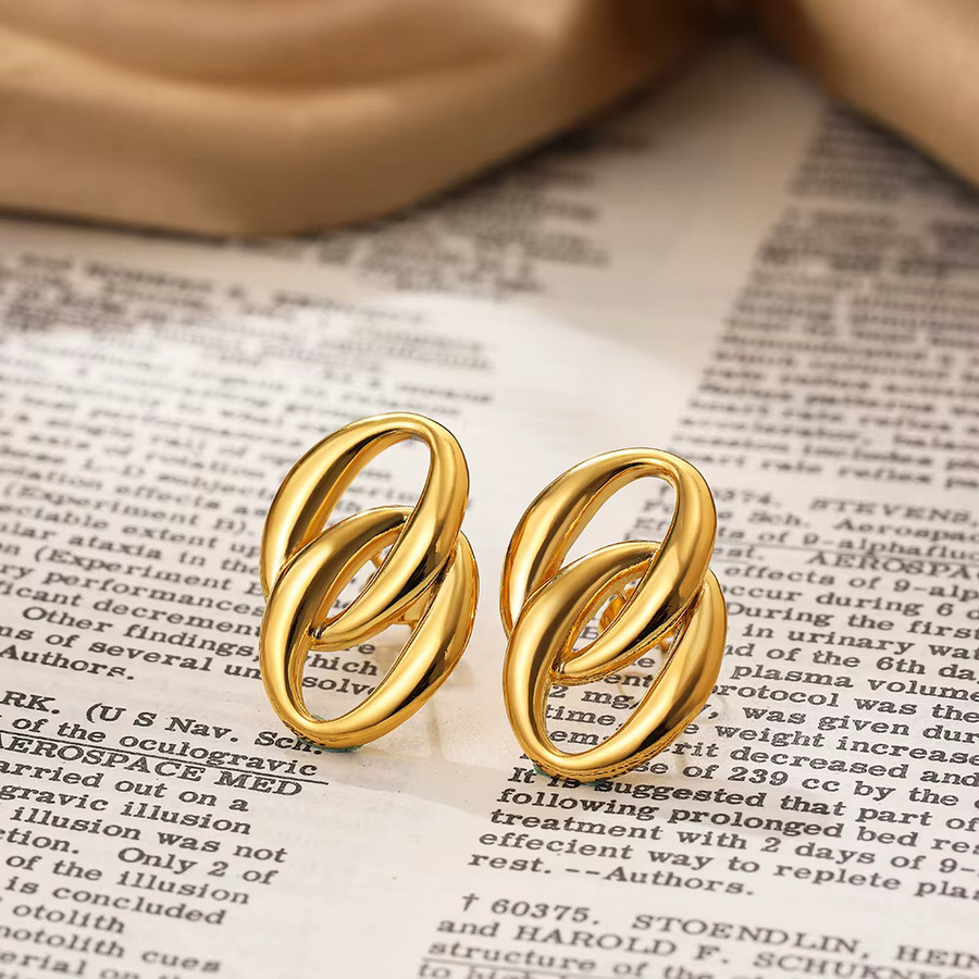 amofa Ohrstecker Edelstahl, Gold, Damen, minimalistisch - Bild 3