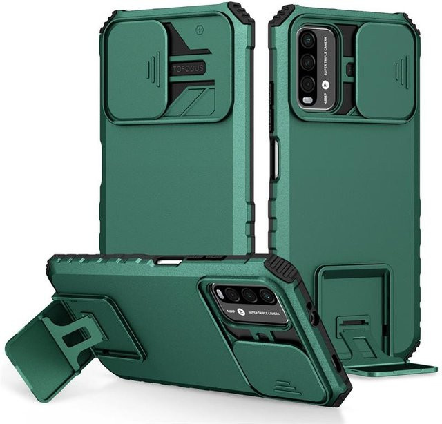 Xiaomi Poco M3 Armor Handyhülle mit Kameraschutz und integriertem Ständer in Grün - Bild 1
