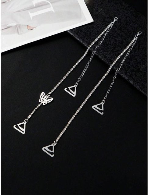 BH-Träger Schmetterling, Strass, silber, Damen - Bild 1