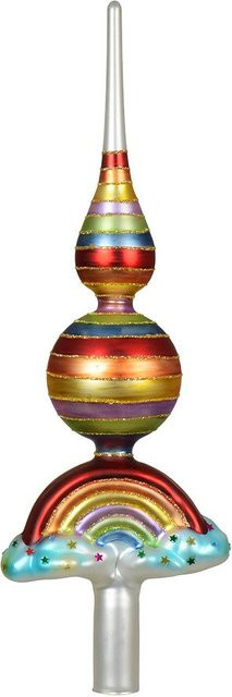 Bunte Christbaumspitze Regenbogen und Wolken aus Echtglas, Höhe: 31 cm, Breite: 10 cm, Tiefe: 7 cm - Bild 1