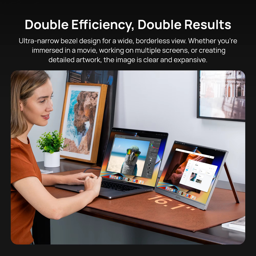 ARZOPA Tragbarer Monitor 16,1 Zoll Full HD 1920x1080 HDR10 60 Hz 100% sRGB Zweitbildschirm für Laptop, PC, PS5, Mac, Xbox, Grau - Bild 3