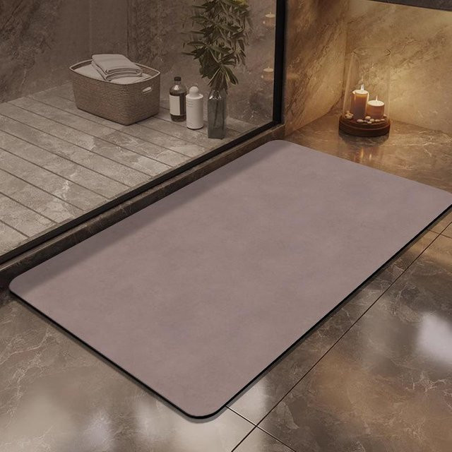 Yiran Health & Beauty Kieselgur Wasserabsorptionsmatte, rutschfeste und schnelltrocknende Fußmatte für Badezimmer und Küche, Grau, B/T: 120 x 80 cm - Bild 1